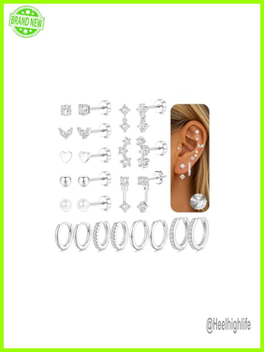 316L Stainless Steel Flat Back Stud Earrings 14K Gold Plated Hypoallergenic